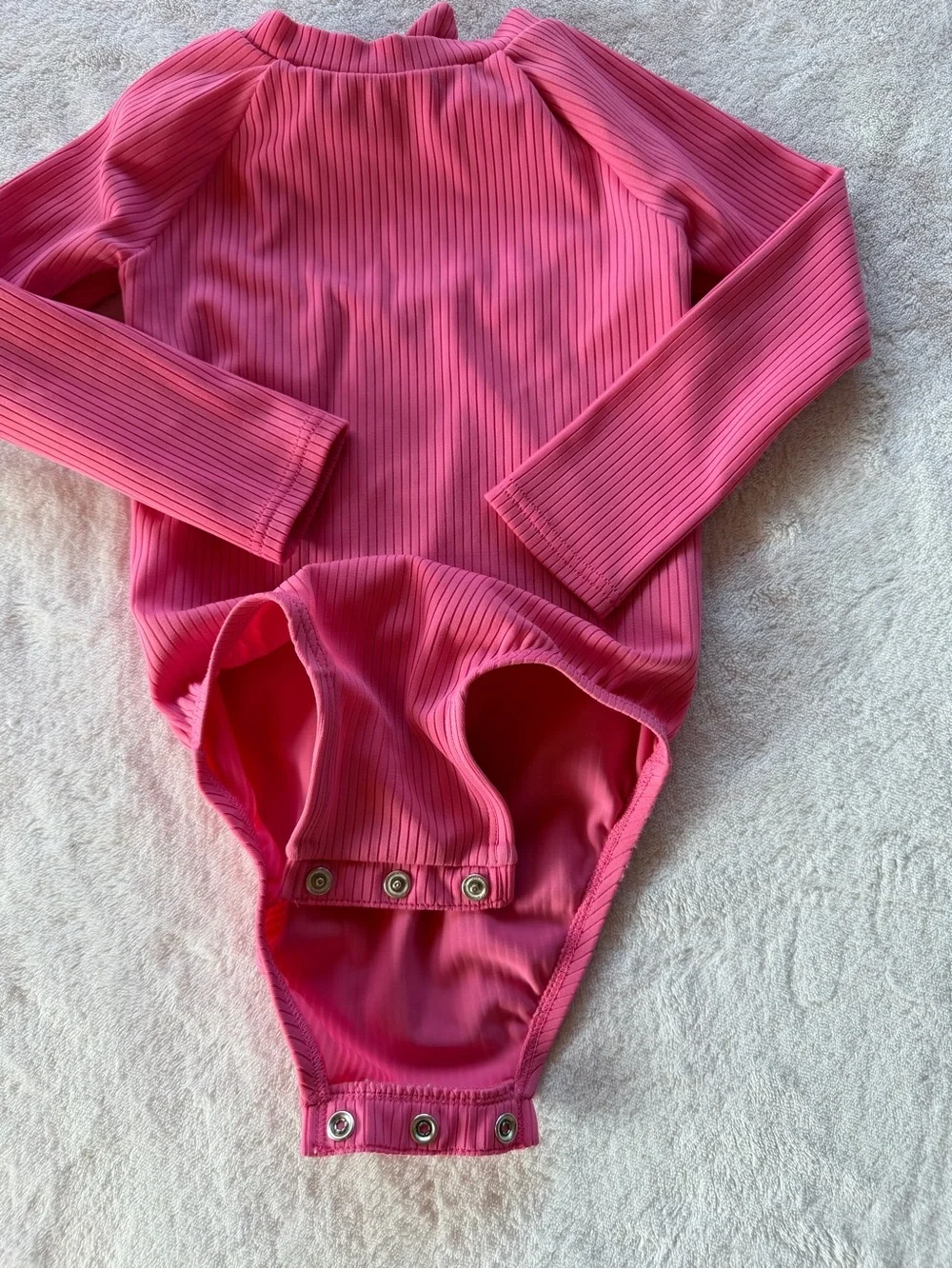Old Navy Pink Ribbed Long-Sleeve One-Piece Swimsuit Size 18-24M